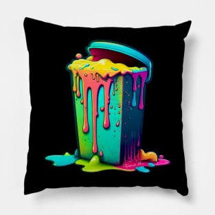 Colorful Slime Trash Can Sticker #3 Pillow