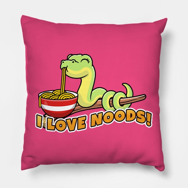 SLURPent say's "I love noods!" Pillow by Messy Nessie