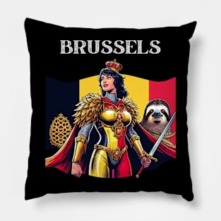 Brussels 70's Fantasy Comic Book Superhero Belgian Female Pillow