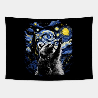 Starry Night Inspired Raccoon Gift Men Women Funny Raccoon Tapestry