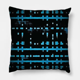 Deconstructed Blue & Black Plaid Pillow