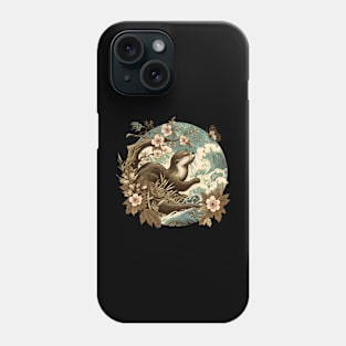 Aquatic Animal Vintage Sunset Art Floral Japanese Otter Phone Case