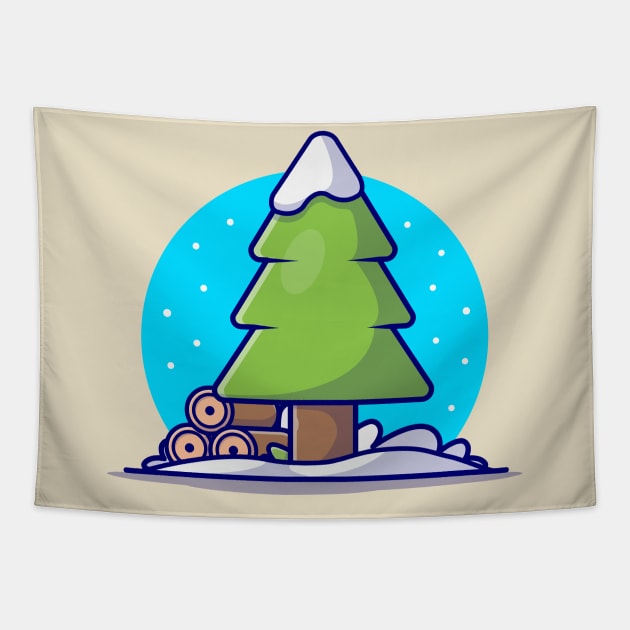 Winter Season Cartoon Vector Icon Illustration Tapestry by Catalyst Labs