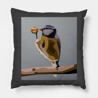 Cartoon sparrow feeding time Pillow