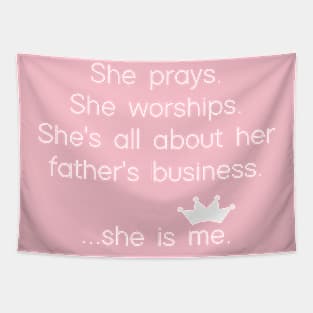 She is me - white font Tapestry