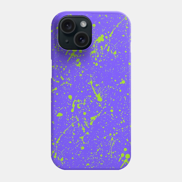 Green Lime Spray Splatter On Lavender Phone Case by Pulpixel