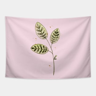 Green Watercolor Leaves Tapestry