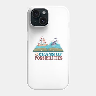 oceans of possibilities whale with book Phone Case