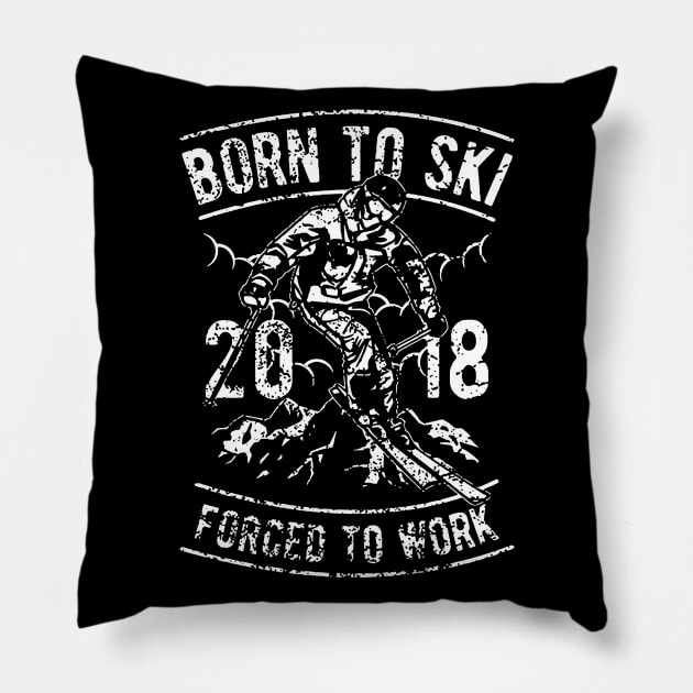 Born To Ski Pillow by JakeRhodes