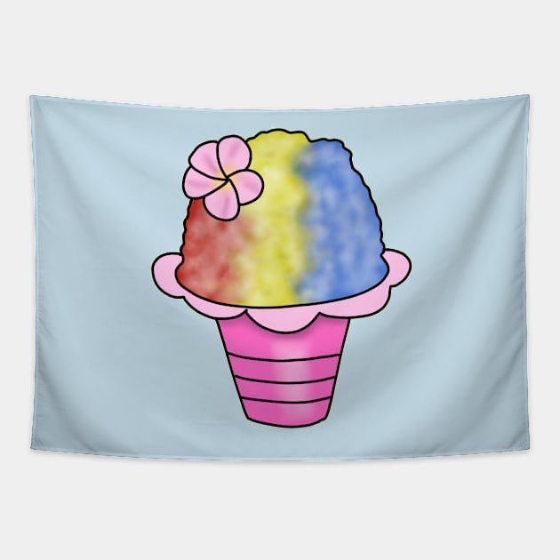 Hawaiian shaved ice witha flower Tapestry by Becky-Marie