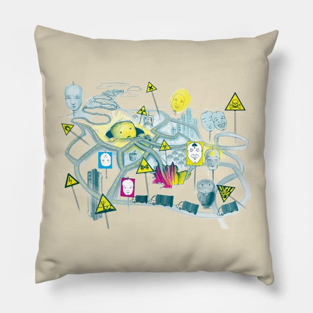 Road map Pillow by ruta13art