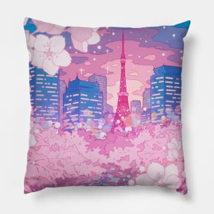 The evening Tokyo lake view Pillow