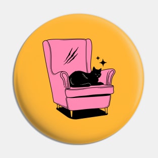 Naughty Black Cat in yellow Pin