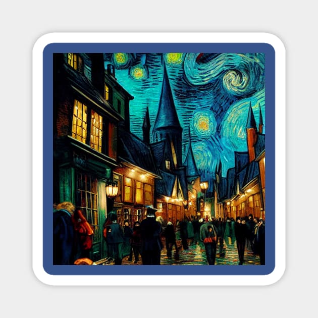 Starry Night in Diagon Alley Magnet by Grassroots Green