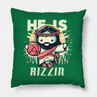 He Is Rizzin Funny Cute  Jesus Play Basketball Christian Pillow