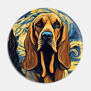 Bloodhound Dog Breed Painting in a Van Gogh Starry Night Art Style Pin