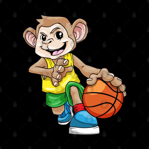 Funny monkey is playing basketball by Markus Schnabel