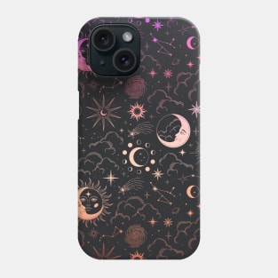 Celestial Witchy Pattern - Pink and Orange Gradient Phone Case