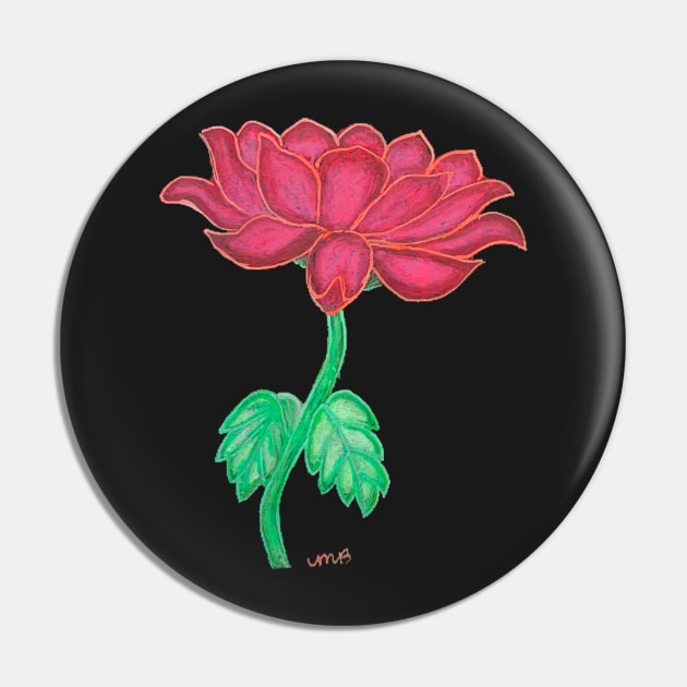 Red Flora on Black Pin by LuvbuzzArt