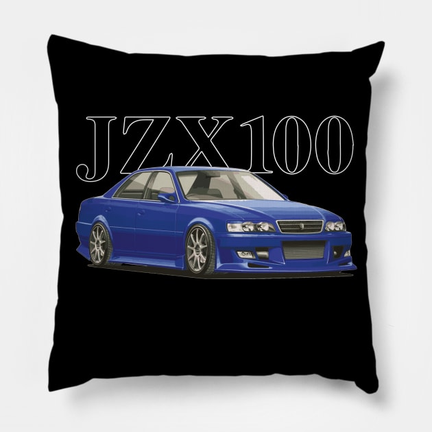 JZX100 TRD 8l4 blue CHASER MARK II tOYOTA Drift 1jz street car VERTEX KIT Pillow by cowtown_cowboy