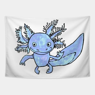 Axolotl Art, Blue Axolotl, Mexican Walking Fish Tapestry