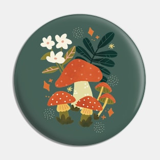 Retro Mushrooms Pin
