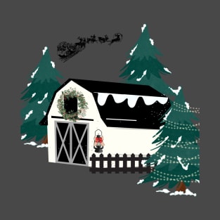 Winter Barn Scene T-Shirt