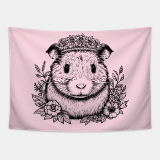 Guinea Pig or Hamster with Floral Crown Tapestry