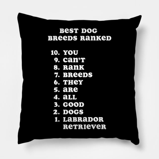 Best Dog Breeds Ranked Funny Labrador Retriever Pillow by terrybain