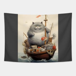 Cats at Sea: Fat Cats little boats Tapestry