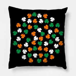 St Patricks Day Shamrock Green White Orange Pillow