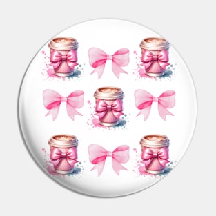 Coquette Pink Bows and Coffee Pin