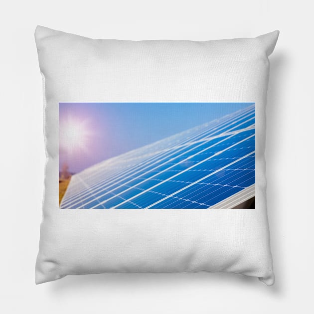 Solar cell panels (F013/1396) Pillow by SciencePhoto