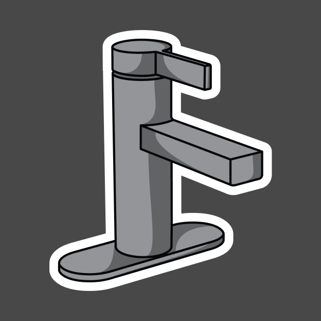 Steel Water Supply Faucets For Bathroom And Kitchen Sink Sticker vector illustration. Home interior objects icon concept. Kitchen faucet sticker design logo with shadow. by AlviStudio