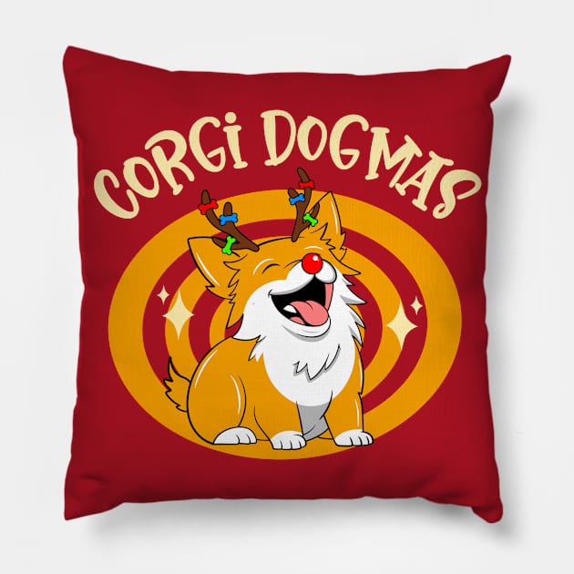 Corgi Dogmas not Merry Christmas Pillow by Nine Tailed Cat