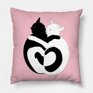 Black and White Hugging Cats Pillow