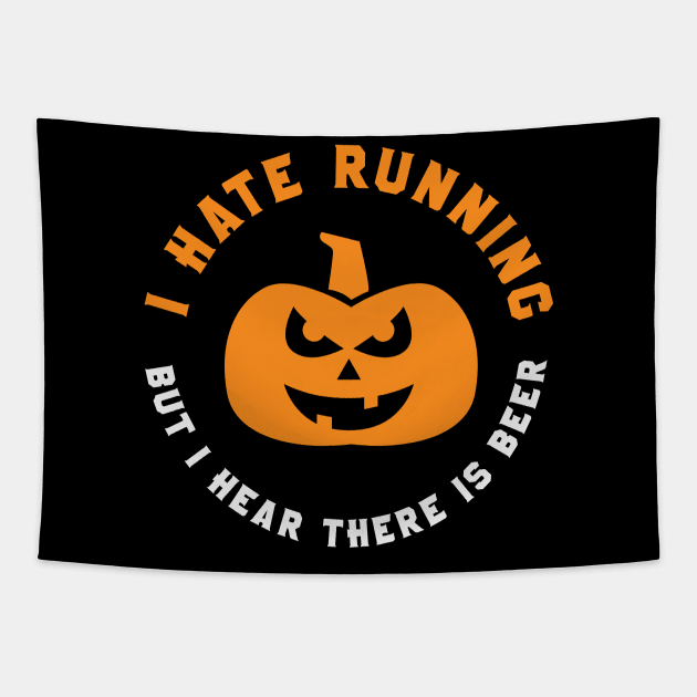 I Hate Running Halloween Tapestry by PodDesignShop