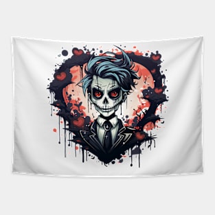 Grinning Ghoul - Cartoon Skull Boy Tapestry