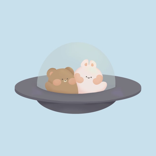 Bunny and bear UFO by mamemaji