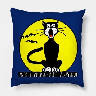 Black Cat On Fence Pillow
