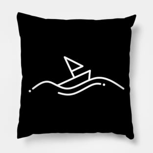 Minimalist sailing boat (dark version) Pillow