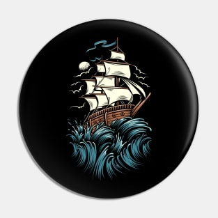 Ship Sailing In Ocean Pin