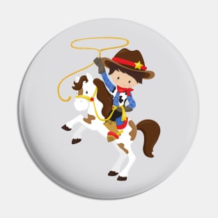 Cowboy, Sheriff, Horse, Lasso, Western, Brown Hair Pin