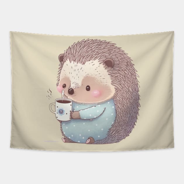 Hedgehog cute kawaii Tapestry by SimoneSpagnuolo