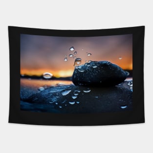 Rock With Raindrops,In The Sunset, Macro Background, Close-up Tapestry