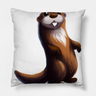 Cute Otter Drawing Pillow