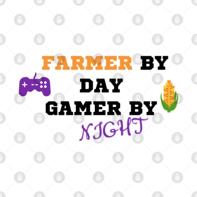 Farmer by day gamer by night, design with controller and corn by Nyrrra