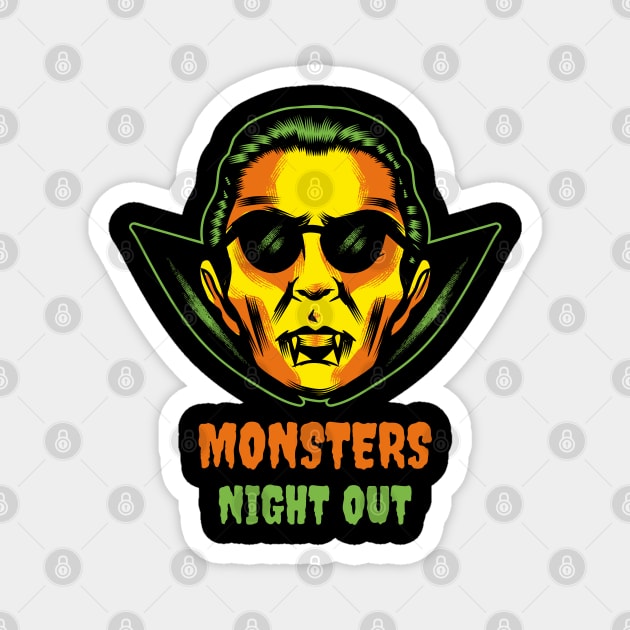 Monsters Night Out Creepy Halloween Gift Magnet by BarrelLive