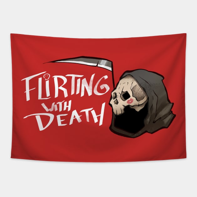 Flirting with Death, transparent Tapestry by colmscomics