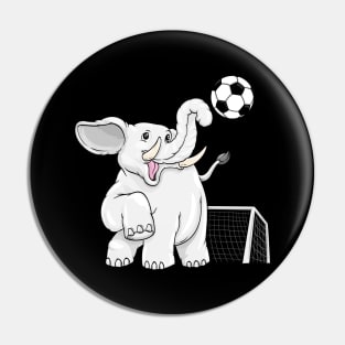 Elephant as soccer player with soccer ball Pin